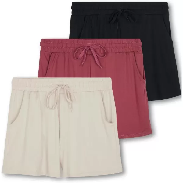 Real Essentials 3 Pack Girls Lounge Soft Comfy Shorts with Drawstring  Yoga Athletic Sweat Shorts with PocketsSet 11