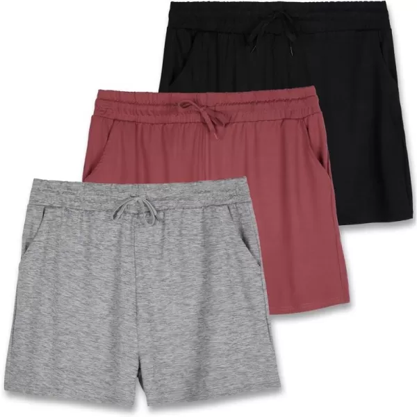 Real Essentials 3 Pack Girls Lounge Soft Comfy Shorts with Drawstring  Yoga Athletic Sweat Shorts with PocketsSet 2