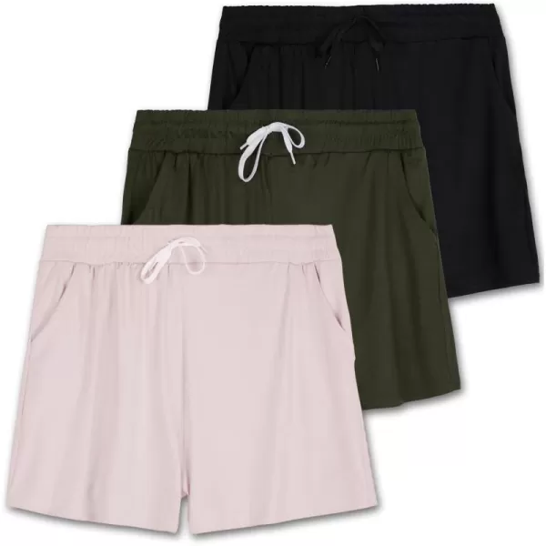 Real Essentials 3 Pack Girls Lounge Soft Comfy Shorts with Drawstring  Yoga Athletic Sweat Shorts with PocketsSet 6