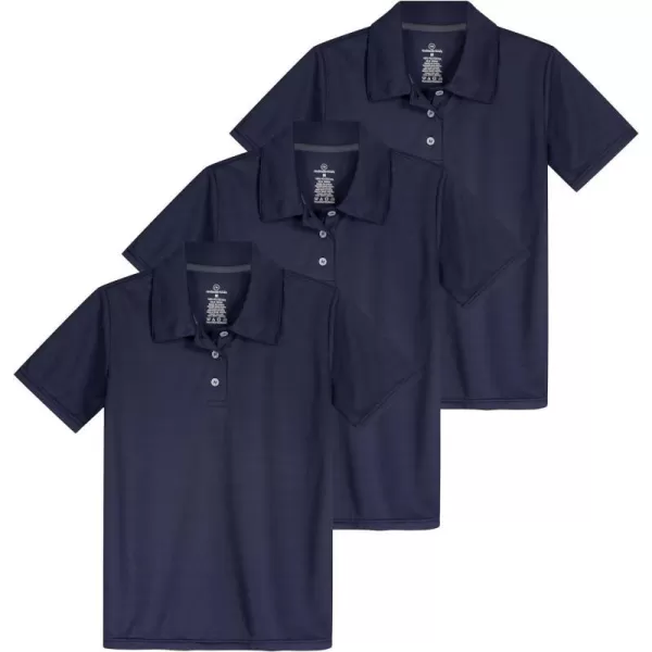 Real Essentials 3 Pack Girls Short Sleeve Performance Polo School UniformAges 418Set 3