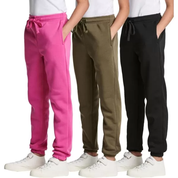 Real Essentials 3 Pack Girls Sweatpants  Active Fleece Jogger Pants Size 716Set 2