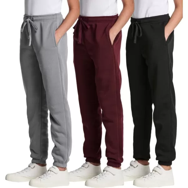 Real Essentials 3 Pack Girls Sweatpants  Active Fleece Jogger Pants Size 716Set 3