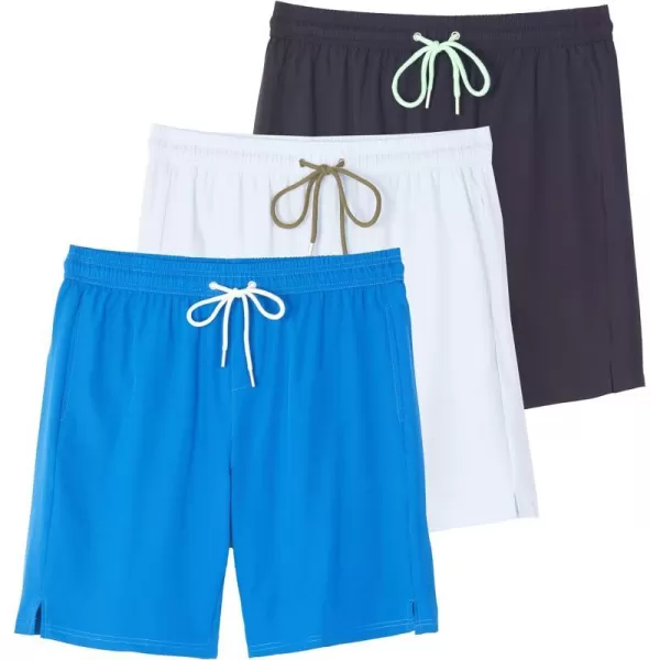 Real Essentials 3 Pack Mens 2 in 1 Mens Board Shorts with Compression Liner  Bathing SuitSet 8