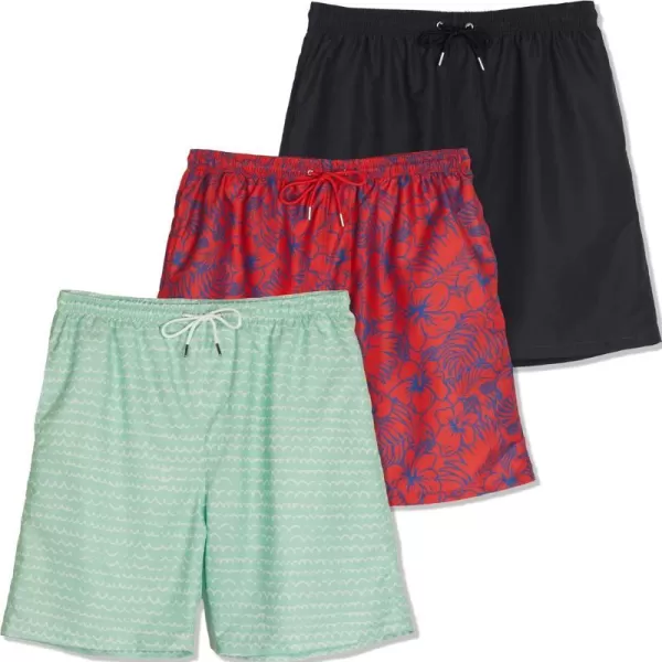 Real Essentials 3 Pack Mens 7 QuickDry Swim Trunk with with Mesh Lining Available in Big amp Tallbigtall Set 2