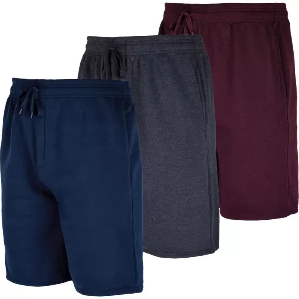 Real Essentials 3 Pack Mens 9 Fleece Casual Lounge Athletic ShortsRegular amp BigTall SizesStandard Set 4