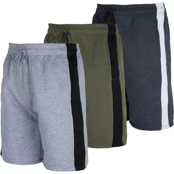 Real Essentials 3 Pack Mens 9 Fleece Casual Lounge Athletic ShortsRegular amp BigTall SizesStandard Set 5