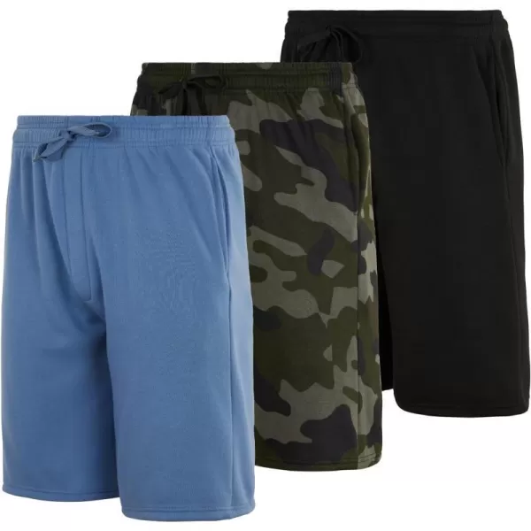 Real Essentials 3 Pack Mens 9 Fleece Casual Lounge Athletic ShortsRegular amp BigTall SizesStandard Set 7