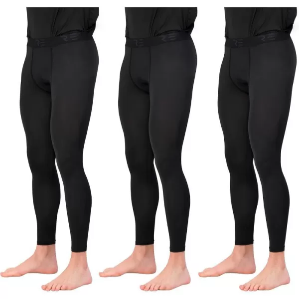 Real Essentials 3 Pack Mens Active Compression Pants  Workout Base Layer Tights LeggingsBig amp Tall Set a