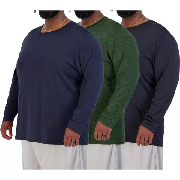 Real Essentials 3 Pack Mens Big amp Tall Tech Stretch LongSleeve amp ShortSleeve DryFit TShirt 3XT5XTLong Sleeve Long Sleeve  Set 1