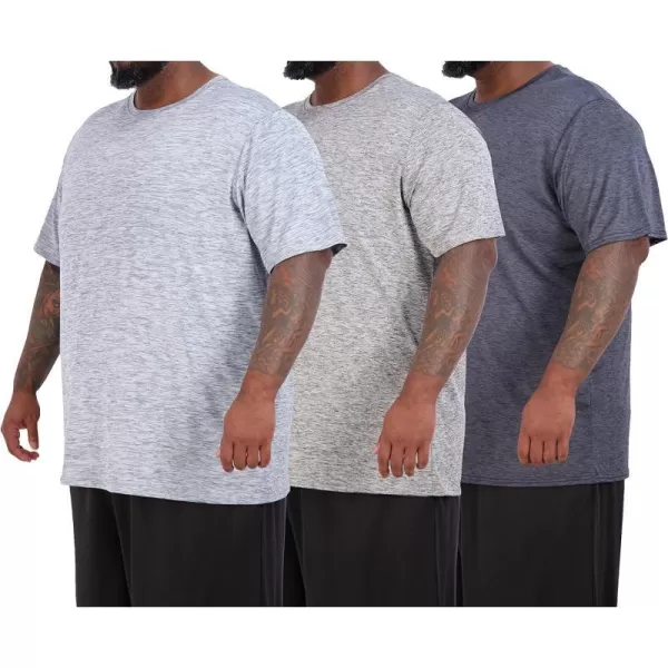 Real Essentials 3 Pack Mens Big amp Tall Tech Stretch LongSleeve amp ShortSleeve DryFit TShirt 3XT5XTShort Sleeve Short Sleeve  Set 13