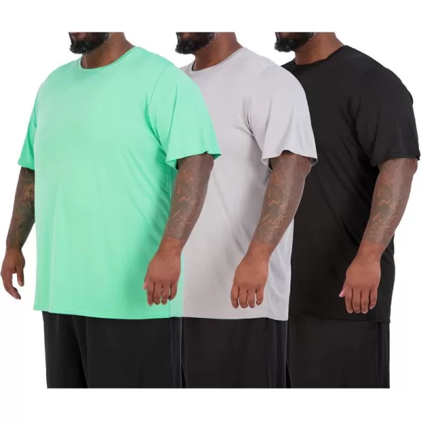 Real Essentials 3 Pack Mens Big amp Tall Tech Stretch LongSleeve amp ShortSleeve DryFit TShirt 3XT5XTShort Sleeve Short Sleeve  Set 14