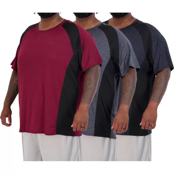 Real Essentials 3 Pack Mens Big amp Tall Tech Stretch LongSleeve amp ShortSleeve DryFit TShirt 3XT5XTShort Sleeve Short Sleeve  Set 6