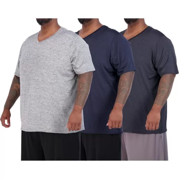 Real Essentials 3 Pack Mens Big amp Tall VNeck ShortSleeve Tech Stretch DryFit TShirt 3X Tall5X TallSet 2