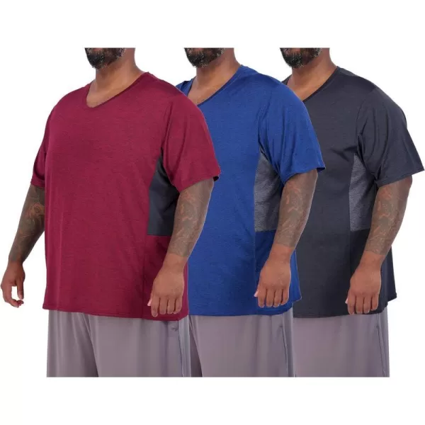 Real Essentials 3 Pack Mens Big amp Tall VNeck ShortSleeve Tech Stretch DryFit TShirt 3X Tall5X TallSet 3