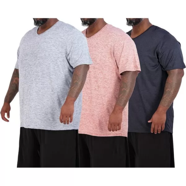 Real Essentials 3 Pack Mens Big amp Tall VNeck ShortSleeve Tech Stretch DryFit TShirt 3X Tall5X TallSet 9