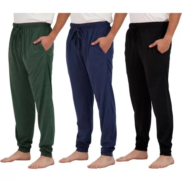 Real Essentials 3 Pack Mens Cotton Jersey Soft Jogger Sleep Lounge Pajama Drawstring amp Pockets Available in Big amp TallBig amp Tall Set 1