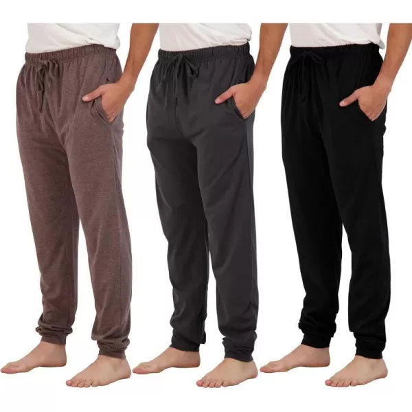 Real Essentials 3 Pack Mens Cotton Jersey Soft Jogger Sleep Lounge Pajama Drawstring amp Pockets Available in Big amp TallBig amp Tall Set 5