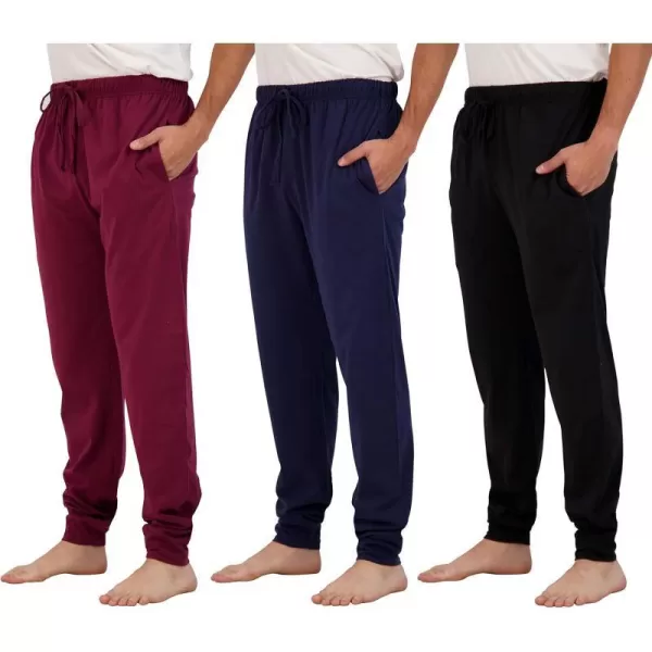 Real Essentials 3 Pack Mens Cotton Jersey Soft Jogger Sleep Lounge Pajama Drawstring amp Pockets Available in Big amp TallBig amp Tall Set 6