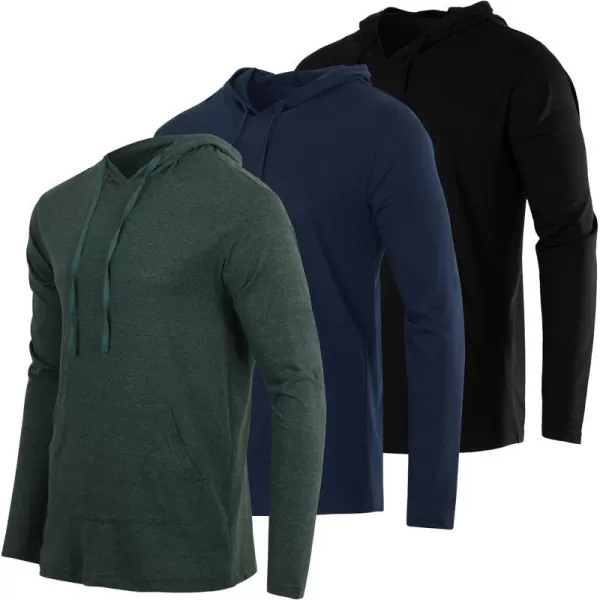 Real Essentials 3 Pack Mens Cotton Lightweight Casual Pullover Drawstring Hoodie With Pocket Available In Big amp TallBig amp Tall Set 1