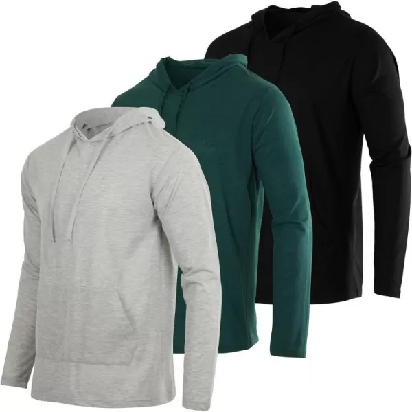 Real Essentials 3 Pack Mens Cotton Lightweight Casual Pullover Drawstring Hoodie With Pocket Available In Big amp TallBig amp Tall Set 2