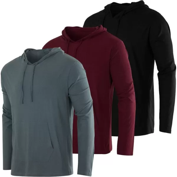 Real Essentials 3 Pack Mens Cotton Lightweight Casual Pullover Drawstring Hoodie With Pocket Available In Big amp TallBig amp Tall Set 3