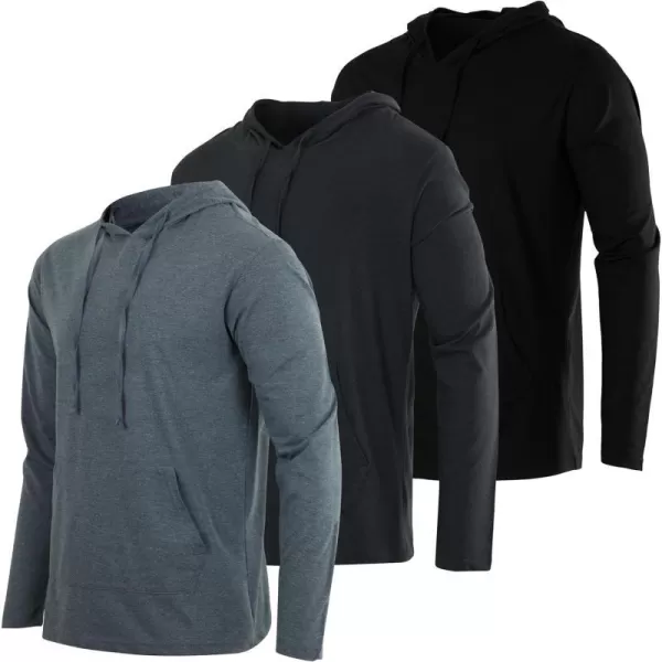 Real Essentials 3 Pack Mens Cotton Lightweight Casual Pullover Drawstring Hoodie With Pocket Available In Big amp TallBig amp Tall Set 4