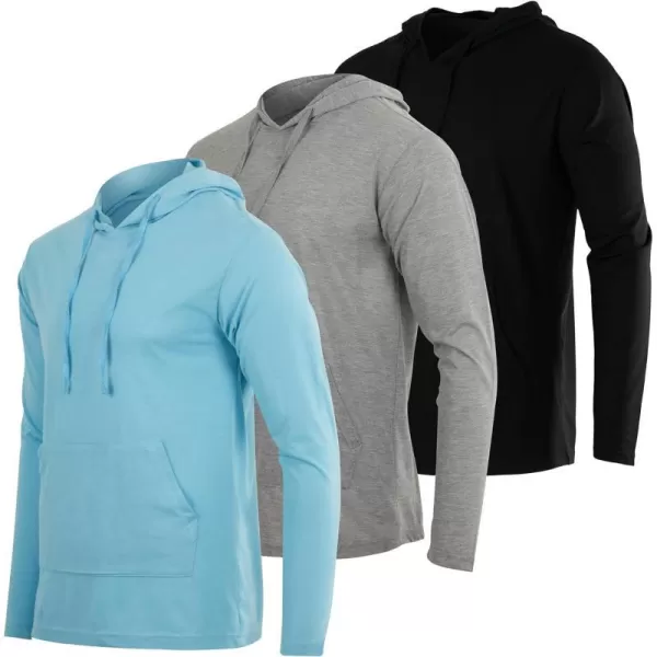 Real Essentials 3 Pack Mens Cotton Lightweight Casual Pullover Drawstring Hoodie With Pocket Available In Big amp TallBig amp Tall Set 5