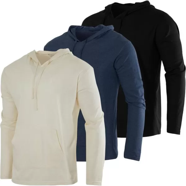 Real Essentials 3 Pack Mens Cotton Lightweight Casual Pullover Drawstring Hoodie With Pocket Available In Big amp TallBig amp Tall Set 7