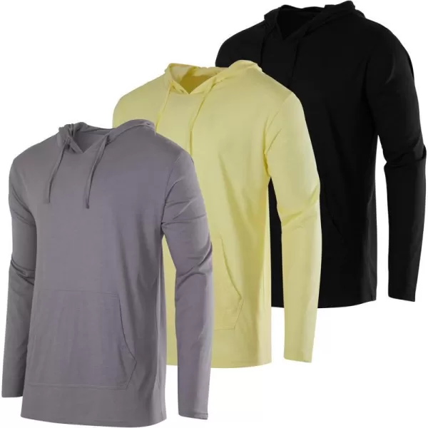 Real Essentials 3 Pack Mens Cotton Lightweight Casual Pullover Drawstring Hoodie With Pocket Available In Big amp TallStandard Set 12