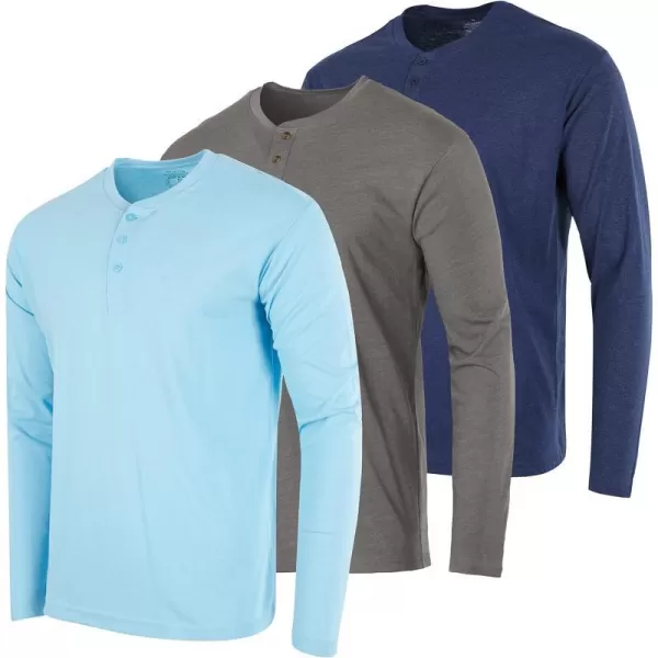 Real Essentials 3 Pack Mens Cotton Short amp Long Sleeve Henley TShirt Performance Activewear Available in Big amp TallLong Sleeve Long Sleeve  Set 6