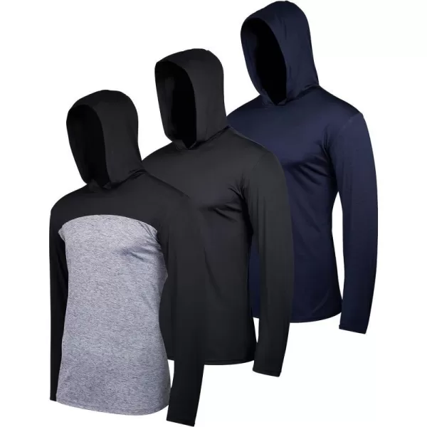 Real Essentials 3 Pack Mens Dry Fit Moisture Wicking Long Sleeve Active Athletic Hoodie Pullover Sweatshirt Big amp TallBig amp Tall Set 1