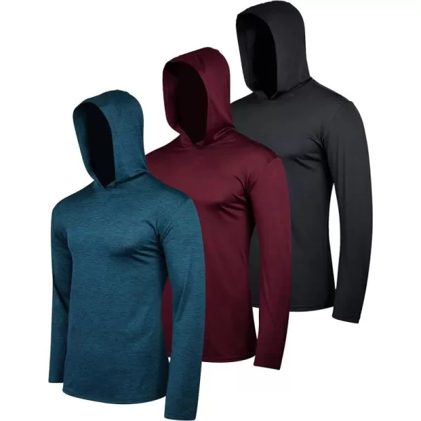 Real Essentials 3 Pack Mens Dry Fit Moisture Wicking Long Sleeve Active Athletic Hoodie Pullover Sweatshirt Big amp TallBig amp Tall Set 2