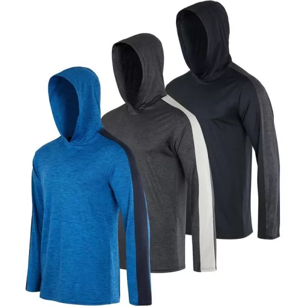 Real Essentials 3 Pack Mens Dry Fit Moisture Wicking Long Sleeve Active Athletic Hoodie Pullover Sweatshirt Big amp TallBig amp Tall Set 8