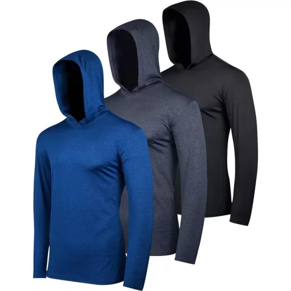 Real Essentials 3 Pack Mens Dry Fit Moisture Wicking Long Sleeve Active Athletic Hoodie Pullover Sweatshirt Big amp TallStandard Set 7