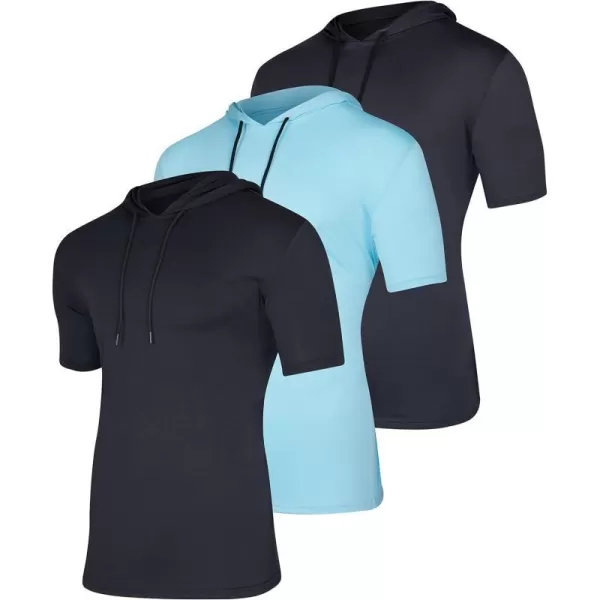 Real Essentials 3 Pack Mens Dry Fit Short Sleeve Active Athletic Hoodie Pullover Sweatshirt Available in Big amp Tallbigtall Set 6