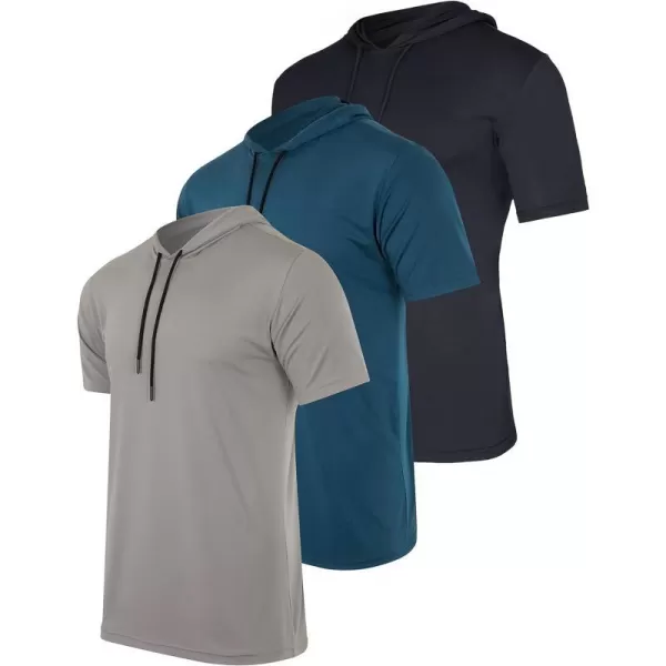 Real Essentials 3 Pack Mens Dry Fit Short Sleeve Active Athletic Hoodie Pullover Sweatshirt Available in Big amp Tallbigtall Set 7