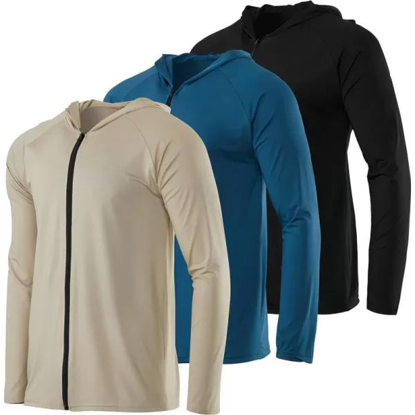 Real Essentials 3 Pack Mens DryFit Long Sleeve Full Zip Hoodie amp Jacket Athletic Running Jacket Available in Big amp TallHoodieFull Zip Hoodie Set 5