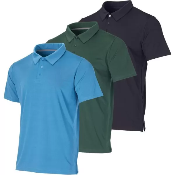 Real Essentials 3 Pack Mens DryFit Short Sleeve Polo Shirt  Performance Golf Moisture Wicking Available in Big  TallSet 1