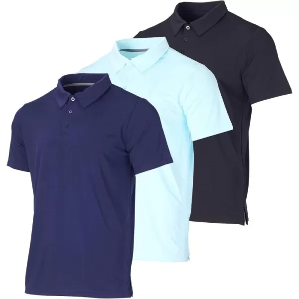 Real Essentials 3 Pack Mens DryFit Short Sleeve Polo Shirt  Performance Golf Moisture Wicking Available in Big  TallSet 3