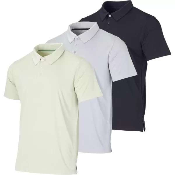 Real Essentials 3 Pack Mens DryFit Short Sleeve Polo Shirt  Performance Golf Moisture Wicking Available in Big  TallSet 4