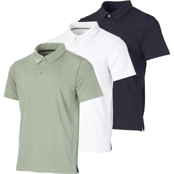 Real Essentials 3 Pack Mens DryFit Short Sleeve Polo Shirt  Performance Golf Moisture Wicking Available in Big  TallSet 5