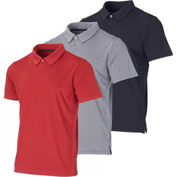 Real Essentials 3 Pack Mens DryFit Short Sleeve Polo Shirt  Performance Golf Moisture Wicking Available in Big  TallSet 6