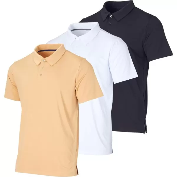 Real Essentials 3 Pack Mens DryFit Short Sleeve Polo Shirt  Performance Golf Moisture Wicking Available in Big  TallSet 7