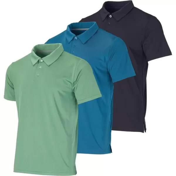 Real Essentials 3 Pack Mens DryFit Short Sleeve Polo Shirt  Performance Golf Moisture Wicking Available in Big  TallSet 8