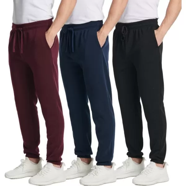 Real Essentials 3 Pack Mens Fleece Elastic Bottom Jogger Sweatpants with Pockets Available in Big amp TallBig amp Tall Set 1