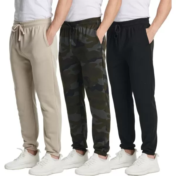 Real Essentials 3 Pack Mens Fleece Elastic Bottom Jogger Sweatpants with Pockets Available in Big amp TallBig amp Tall Set 6