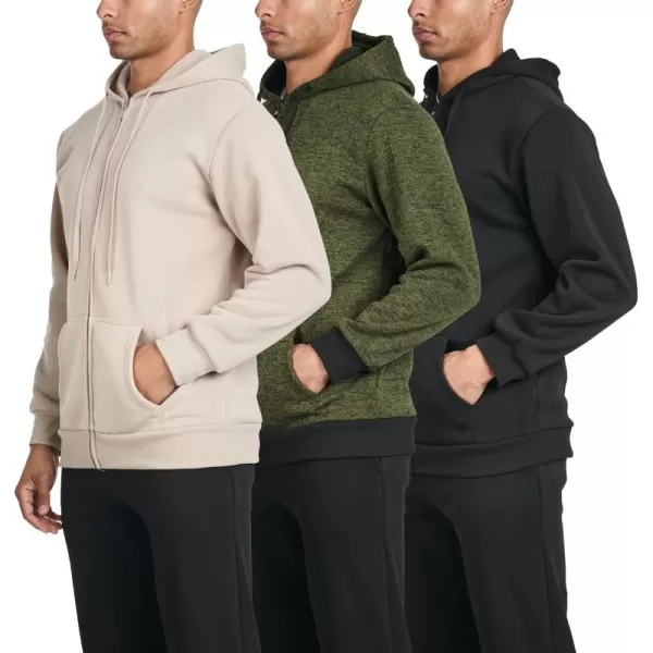 Real Essentials 3 Pack Mens Fleece Long Sleeve Full Zip Hoodie  Athletic Sweatshirt Jacket Available in Big amp TallStandard Set 3