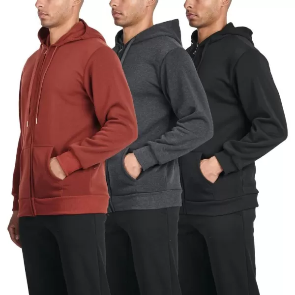 Real Essentials 3 Pack Mens Fleece Long Sleeve Full Zip Hoodie  Athletic Sweatshirt Jacket Available in Big amp Tallbigtall Set 5