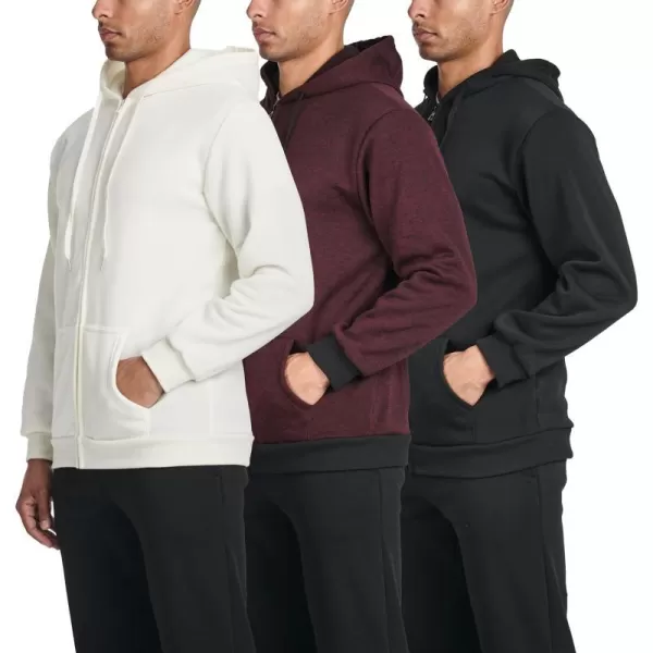 Real Essentials 3 Pack Mens Fleece Long Sleeve Full Zip Hoodie  Athletic Sweatshirt Jacket Available in Big amp Tallbigtall Set 7