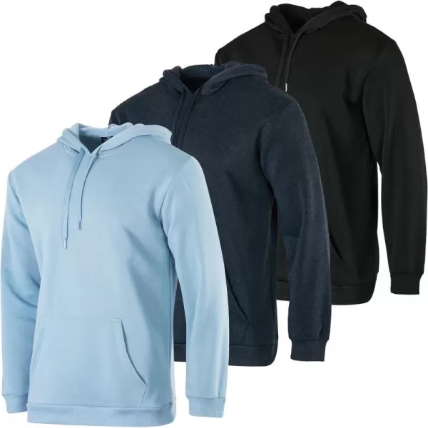 Real Essentials 3 Pack Mens Fleece Pullover Hoodie  Long Sleeve Hooded Sweatshirt Pockets Available in Big amp TallFleece Set 5